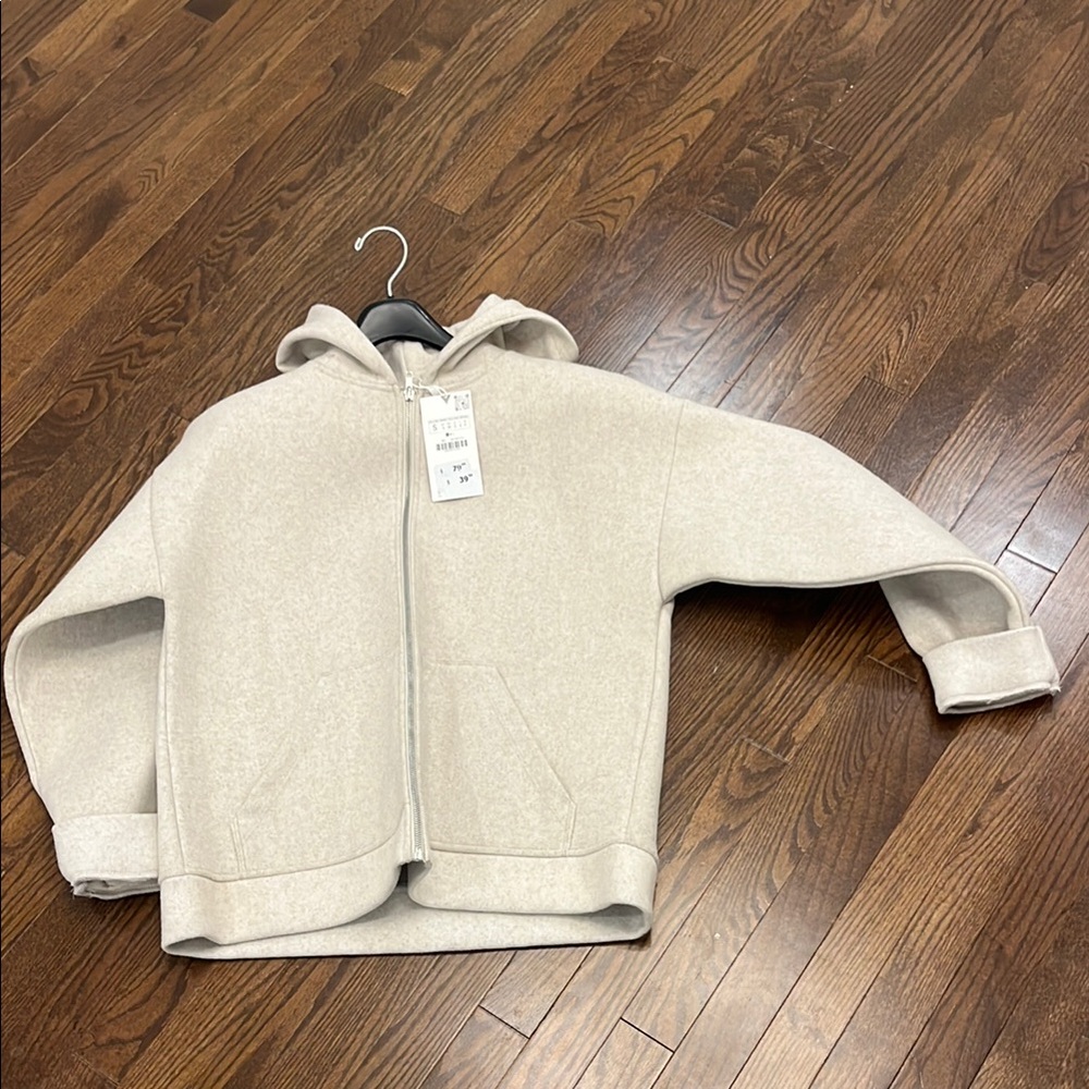 Women's Cream Zip-Up Hoodie